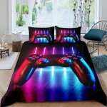 Jeu de literie gamepad 200x200cm console jeu vido housse de couette gamer ensemble de lit dgrad gaming ...