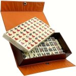 Jeu de mahjong chinois - 144 tuiles - mini jeu de mahjong - livr� avec une mallette de transport marron ...
