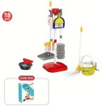 Jeu de nettoyage pour enfants - 16 pices - mini aspirateur - balai - serpillire - rouge et bleu