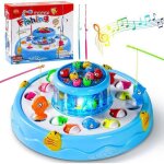 Jeu de pche magntique - okumggyj - 4 cannes  pche - 26 poissons - aquarium lumineux et musical