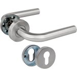 Jeu de poign�e de porte avec rosace mod. 4rbx 135 x �19 mm carr� de 8 mm design �l�gant et simple acier ...