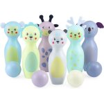 Jeux de quille bowling - mamabrum - lot de 6 animaux pastels - bois - 4 boules - 3 ans et plus