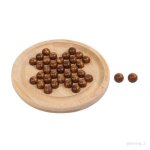 Jeu de socit solitaire en marbre - marque - jeu dchecs - diamtre 135mm - 33 billes incluses