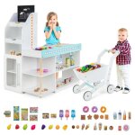 Jeu de supermarch marchande enfants avec 39 accessoires chariot lumires led caisse enregistreuse tableau ...