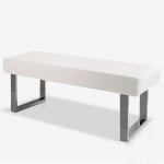 Jiexi banquette moderne banquette � pieds brillants en cuir pu rembourr�e pour salon et couloir (blanc) ...