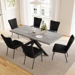 Jiexi ensembles de salle � manger pour 4 � 6 personnes table � rallonges (table 130 - 170 cm + 6 chaises ...
