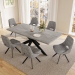 Jiexi ensembles de salle  manger pour 4  6 personnes table  rallonges avec chaises table moderne en ...