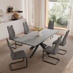 Jiexi ensembles de salle � manger pour 4 � 6 personnes table � rallonges table moderne en bois mdf gris ...