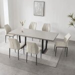 Jiexi ensemble de salle � manger avec table � rallonges et 6 chaises (table 130 - 170 cm + 6 chaises ...