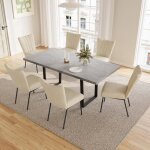 Jiexi ensemble de salle � manger avec table � rallonges et 6 chaises extensible de 130 � 170 cm (1 table ...