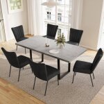 Jiexi ensemble de salle � manger avec table � rallonges et 6 chaises extensible de 130 � 170 cm (1 table ...