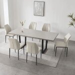 Jiexi ensemble de salle � manger avec table � rallonges et 6 chaises (table 130 - 170 cm + 6 chaises ...