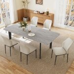 Jiexi ensemble de salle � manger avec table � rallonges et 6 chaises (table grise 160 - 200 cm + 6 chaises ...