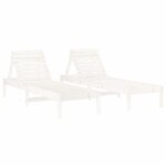 Jill - neuf chaises longues lot de 2 - bain de soleil blanc 1995x60x74cm bois massif de pin cc632