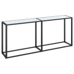 Jills - console meuble - charge 20 kg - table console - vidaxl - marbre blanc 180x35x755cm verre tremp� ...