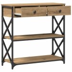 Jills - console meuble - charge 20 kg - table console - vidaxl - avec tiroir ch�ne artisanal 75x28x75cm ...