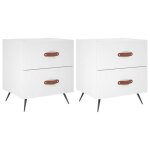 Jills - ensemble de 2 armoires de chevet tables de chevet lot de 2 - blanc 40x35x475cm - bois d?ing�nierie ...