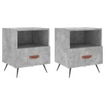 Jills - ensemble de 2 armoires de chevet tables de chevet - gris bton 40x35x475cm - bois d?ingnierie ...