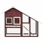 Jills - poulailler enclos cage poules dext�rieur clapier moka et blanc 140x63x120cm - bois de sapin massif ...