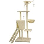 Jipsy arbre à chat beige 79 x 34 x 138 cm - 3 plateformes 1 perchoir 1 niche 1 escalier poteaux à griffer ... Jipsy arbre à chat beige 79 x 34 x 138 cm - 3 plateformes 1 perchoir 1 niche 1 escalier poteaux à griffer ...