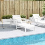 Jll * top - chaise longue - bain de soleil - blanc 1995x62x55 cm bois massif de pin lll277