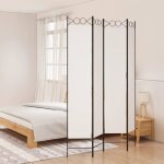 Jll * top - paravent interieur / cloison de s�paration - 4 panneaux - blanc 160x220 cm tissu lv1988