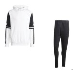 Jogging polaire - adidas - blanc et noir - capuche rglable - poche kangourou - respirant