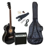 Johnny brook kit guitare semi - acoustique avec amplificateur 20 w noir