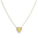 Joli collier plaqu� or avec c?ur mon amour jubn04606jwygt / u