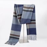 Jolie charpe pour femme et homme colore et  motifs cossais  carreaux bleu et marron