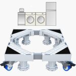 Jormftte kit de superposition lave linge 41 - 66cm ajustable socle lave linge avec 4 roues et 8 pieds ...