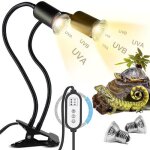 Jormftte lampe chauffante tortue 25w + 50w uva + uvb avec 2 ampoules basking spot minuterie pour reptiles ...