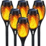 Jormftte lampe torche solaire extrieur pack de 6 pour jardin led effet flamme clairage dcoratif