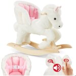 Jouet  bascule - tectake - cheval  bascule en peluche en polyester et structure en acier solide - 30 ...