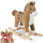 Jouet  bascule - tectake - cheval  bascule en peluche en polyester et structure en acier solide - 31 ...
