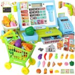 Jouet caisse enregistreuse enfant calculatrice relle & scanner - jeu de rle supermarch avec caddie ...