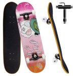 Skateboard pour dbutants planche  roulettes en bois complte de 80 x 20 cm pour enfants adolescents ...