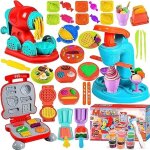 Jouet de cration - multicolore - 51 pices - pte  modeler - accessoires hamburgers et pizzas - ducatif ...