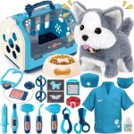 Jouet �lectronique chien tacobear avec malette docteur et cage - peluche interactif