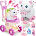 Jouet electronique tacobear chat interactif avec poussette et accessoires pour filles 3 - 6 ans