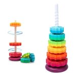 Jouet  empiler de 35 cm de haut tour  empiler pour bb de 1  3 ans (contient une tige en spirale ...