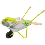 Jouet pour enfant brouette en mtal avec outils de jardin