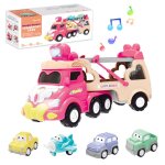 Jouets pour enfants camion de transport de dessin anim grand camion avec 4 petites voitures  tirer ...