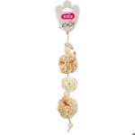 Jouet en feuille de mas - pompons - 2 pompons en feuille de mas - 1 pompon en rotin - 100% fibres naturelles ...