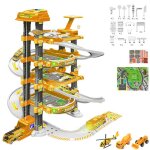 Jouets pour garage et parking avec pistes de course en spirale voiture changeante de couleur ascenseur ...