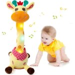 Jouet girafe en peluche interactive parlante et dansante avec musique r�p�te les phrases contr�le du ...