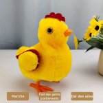 Jouet interactif en peluche poussin jaune marche piaille et bat des ailes ? robot animal doux � c�liner ...