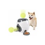 Jouet lanceur pour animaux chargeur automatique avec cuillre et 2 balles de tennis puzzle Jouet lanceur pour animaux chargeur automatique avec cuillre et 2 balles de tennis puzzle