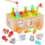 Jouets montessori 1 - 3 ans jeux montessori 5 en 1 jouets ducatifs en bois jeu de pche magntique jouets ...