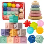 Jouets montessori pour b�b� - balle sensorielle - cube activit� souple - cadeau naissance - jeux eveil ...